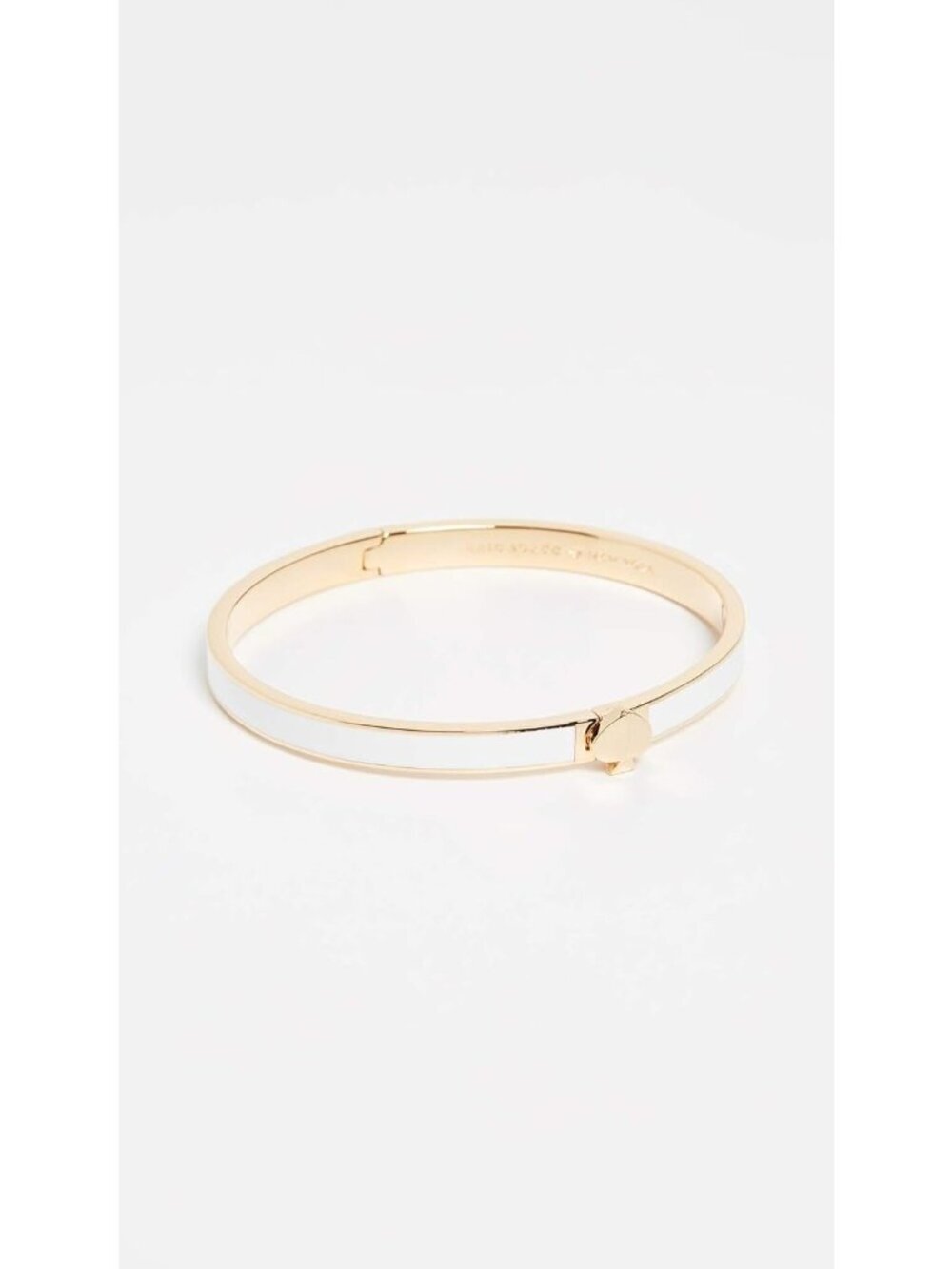 Kate Spade New York Hinged Bangle Bracelet  Spade Gold Tone White Enamel - Picture 2 of 5